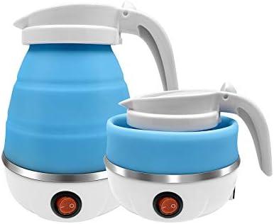 UpdateClassic Travel Portable Foldable Electric Kettle, 0.6L Small Collapsible Hot Water Boiler For Coffee Tea (Blue)