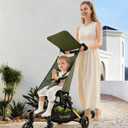 Oneye Travel Stroller for Airplane, Ultra Lightweight Baby Stroller for Toddlers with Canopy, Foldable & Compact Strollers with Jumbo Seat & Large Storage Basket,10.19lb,Stable & One-Hand Fold, Green