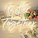 Divatla Better Together Warm White Neon Sign Wall Sign for Wedding Decorations, 16''*9'' & 23''*9'' Backdrop, Bedroom Wall Decor LED Tube Sign Large Enough for Decoration, 24Wx10L+17Wx9L