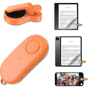 Remote Control Page Turner for Kindle Paperwhite Oasis Kobo eReaders,Kindle Clicker Page Turner Accessories for iPhone,iPad, Android Tablets Reading Novels,Video Record&Shutter Selfie (Orange)