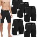 5 Pack Compression Shorts Men with Pocket Spandex Athletic Baselayer Shorts Quick Dry Compression Sports Underwear (Black, XXXL)