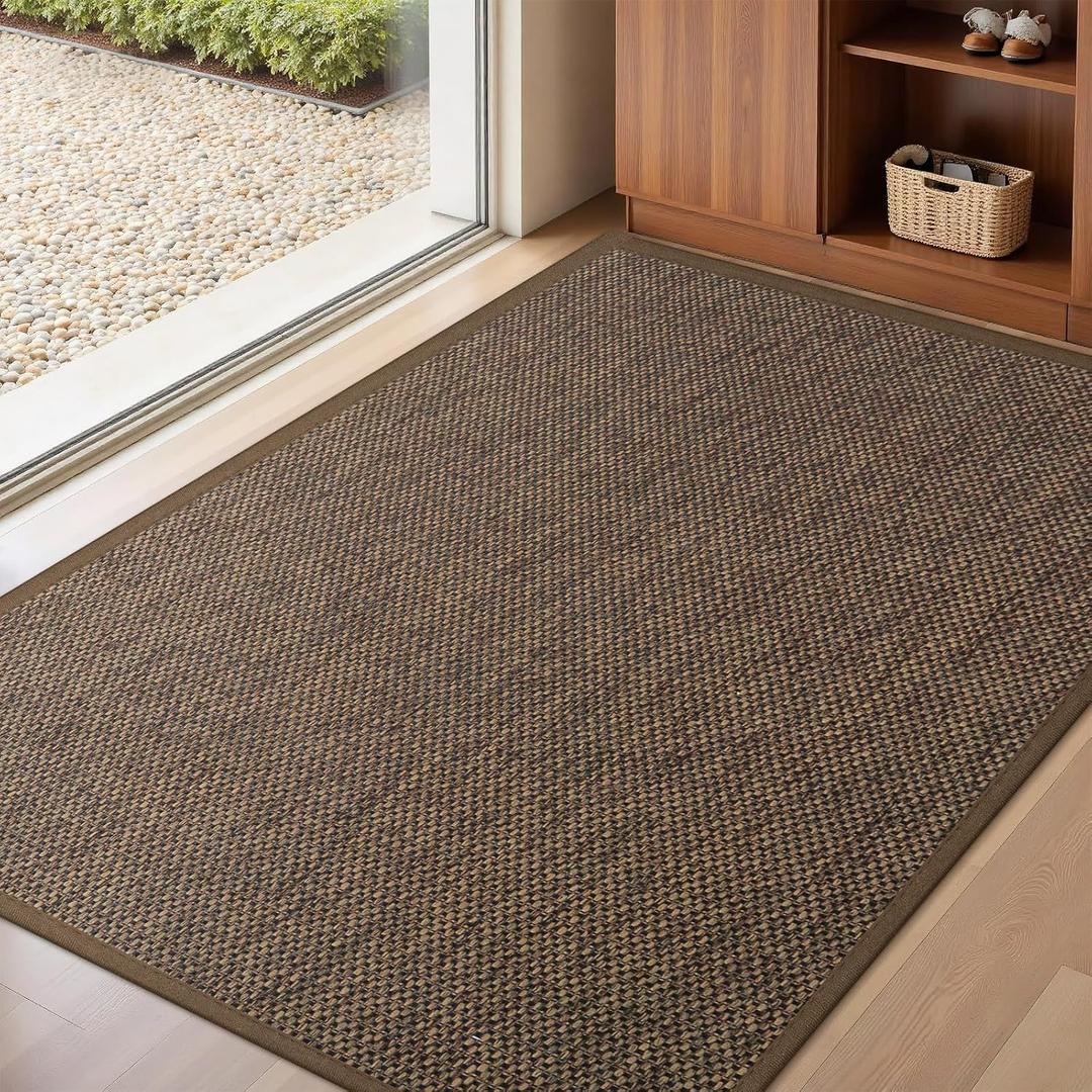 LEKEEPGO Door Mat 32"x47", Non Slip Door Mat Indoor Entrance, Rubber Backing Front Indoor Doormat Washable Absorbent Low-Profile Entryway Entry Resist Dirt Inside Door Mats, Brown