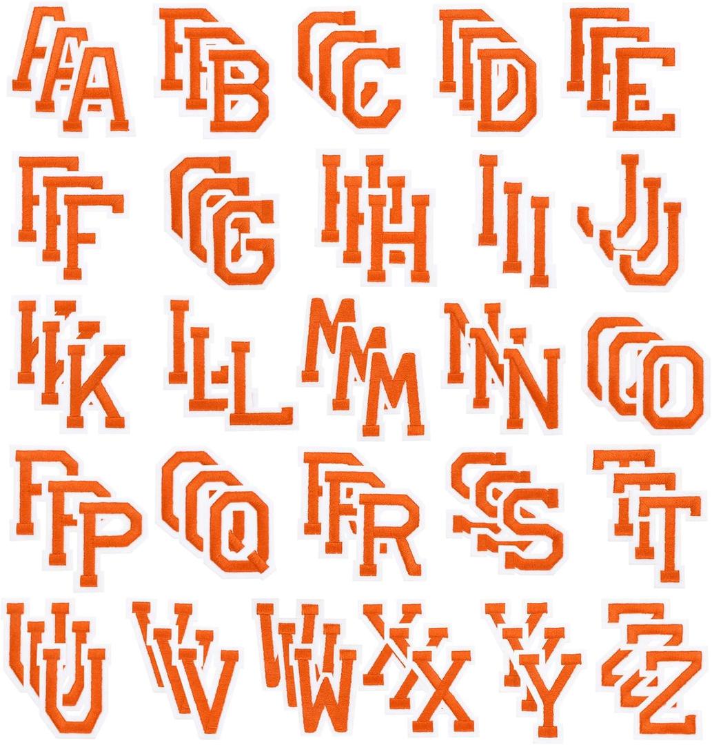 PATIKIL Iron on Letter Patches, 78Pcs Embroidered Letters A-Z Sew on Iron on Patches for Clothes Backpacks Hats DIY Accessories, Orange 2inch Height