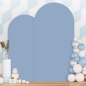 Dusty Blue Arch Cover Set of 2 Spandex Fitted Arch Stand Cover 7.2FT 6FT Wedding Arch Backdrop Stands Cover Round Top Chiara Arch Frame Cover Backdrop Fabric for Baby Shower Arch Decor