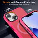 4 x DEERLAMN Magnetic Matte Case for iPhone 13/14 with Screen Protector, [Compatible with MagSafe][Military Grade Drop Protection] Slim Translucent Shockproof Protective Phone Cover, Hot Pink