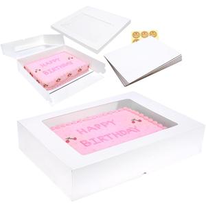 6 Pack 19x14x4 Inch Auto-Popup Large Rectangle Cake Boxes with Thick Cake Boards, Half Sheet Bakery Boxes for Pastry Baking,Cupcake,Muffins & Pie