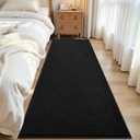 ISEAU 2x6 Runner Rug for Hallway, Soft Memory Foam Carpet with Upgraded Non-Slip Silicone-Grip Bottom, Machine Washable Shaggy Indoor Rug for Kitchen Entrance Nursery Office Bedside Dining Room, Black