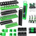 20-Piece Magnetic Tool Organizer Set, 1/4", 3/8", 1/2" SAE & Metric Socket Organizers, 2 Large Wrench Holders, 24-Slot Wrench Rails, Plier and Screwdriver Wall Mount Storage
