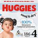 Huggies Size 4 Diapers, Snug & Dry Baby Diapers, Size 4 (22-37 lbs), 186 Count (6 Packs of 31), Packaging May Vary