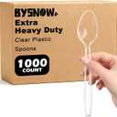 BYSNOW 1000 Count Clear Plastic Spoons Disposable Heavy Duty Cutlery Set