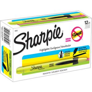 Sharpie Retractable Highlighters, Chisel Tip, Fluorescent Yellow, 12 Count