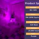 4 Pack LED Purple Light Bulbs - A19 9W(60W Equivalent) E26 Base LED Purple Light Bulb for Party Decoration, Porch, Halloween Christmas Wedding, Home/Holiday Lighting, Decorative Illumination