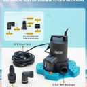 SEESII 1/3HP Pool Cover Pump - Automatic On/Off, 3035GPH Submersible Water Pump with Filter Net, 25ft Power Cord, Check Valve, Sump Pump for Swimming Pool, Hot Tubs, Pond, Basement, Rooftops