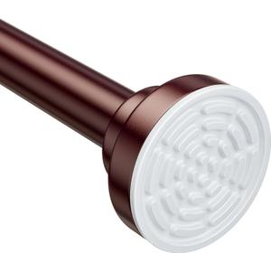 Ausemku Shower Curtain Rod - 32-68 Inch Rustproof Tension Rod, Non-Slip Spring Design, No Drilling Adjustable Curtain Rod for Bathroom, Kitchen, and Closet, Brown