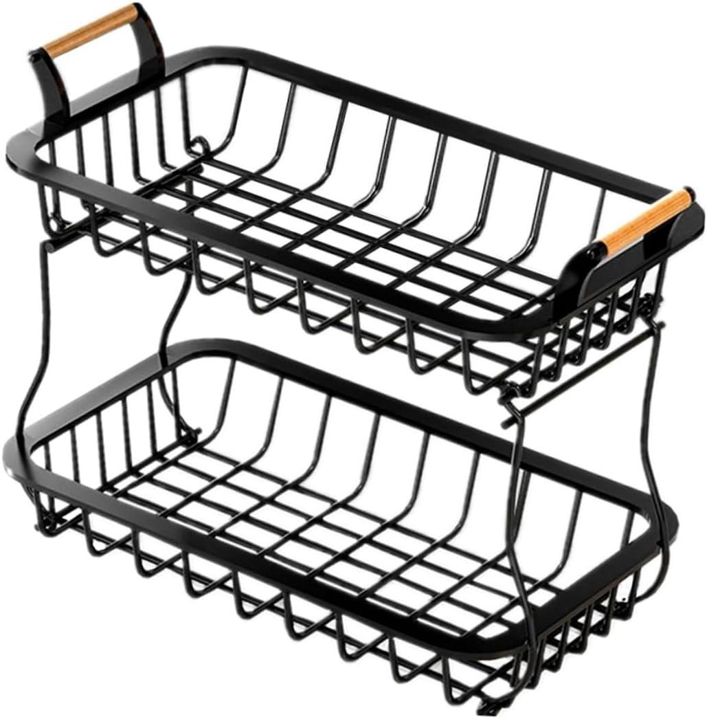 Kitchen Drain Basket Two-layer Fruit Basket Sturdy Elegant Easy to Clean