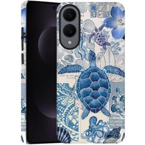 Compatible with Samsung Galaxy S25 Edge,Frosted Dual-Layer Protection with Phone Case Cover - Retro Ocean Turtle Collage