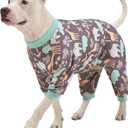 LovinPet Dog Onesie, Hippos Zoo Cozy Dog Pajamas, Slim fit, Lightweight Pullover Pajamas/Full Coverage Dog pjs/Back Snap Button is only Decoration, Medium (Blue Hippo/Grey)
