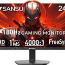 SANSUI Gaming Monitor, 24 Inch 180Hz, FHD 1080P 1ms 110% sRGB Computer Monitor, HDMI DP Ports VESA Support for Game Office (HDMI Cable Included) (Black)