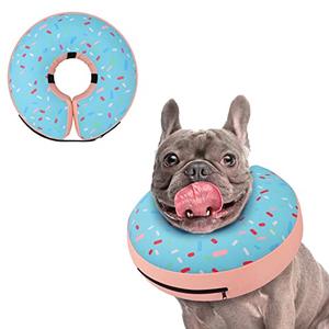Supet Inflatable Dog Cone Collar for Large Medium Small Dogs, Soft Cone Collar for Dogs Cats, ECollar Doggie Neck Donut Dog Cone Alternative After Surgery, Color: Donut Blue, M