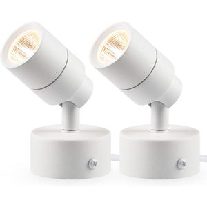 SUNVIE 2 Pack LED Up Lights Indoor, 3W Spot Lights for Indoor Use with 3000K Warm White, 120V Spotlights for Plants Pictures Artwork Uplighting & Accent Lighting, 5.9 FT Plug Cord with Foot Switch