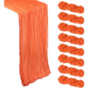 8 Pack Orange Cheesecloth Table Runner 10Ft Gauze Cheese Cloth Table Runner 120 Inch Boho Sheer Rustic Fabric for Party Decor Baby Shower Wedding Holiday Decorations