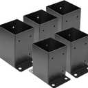 4 x 4 Post Base 5 PCS,Inner Size 3.6"x3.6"Deck Post Base,Heavy Duty Metal Black Powder Coated Post Brackets,for Pavilion Deck Railing Support Deck Base Plate, Support Bolt Down.