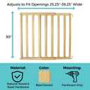 Toddleroo by North States LuxeCraft Wood Baby Safety Gate for Stairs & Doorways, Hardware Mount, Adjustable 25.25 to 39.25 Inches Wide, 30 Inches High, Beechwood Natural Wood