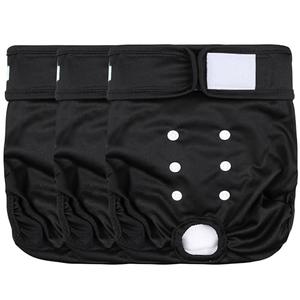 Wegreeco Washable Female Dog Diapers Highly Absorbent Reusable Diapers for Dog in Heat Dog Period Diapers, 3 Pack (Black,Medium)