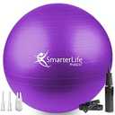 SmarterLife Exercise Ball Yoga Ball for Fitness, Balance, Stability, or Pregnancy, Gym Ball for Core Workout, Physical Therapy, Yoga Ball Chair for Office, Anti-Slip Anti-Burst (45 cm, Purple)