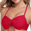 Ocean Blues Front Tie Underwire Molded Cup Bikini Swim Top (M)