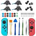 Joycon Joystick Replacement Kit( 48 in one), Switch Joystick Replacement for Switch/ Switch Lite/ Switch OLED, Include 4 Thumbsticks, 4 Metal Buckles, 2 Screwdrivers, Pry Tool, 12 Thumbstick Grips