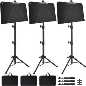 Sheet Music Stand, 3 Pack Adjustable Music Stand for Sheet Music, Music Sheet Stand Portable Folding with Carry bag Clip Holder for Guitar, Ukulele, Violin Players(Standard Version, 3 Pack)
