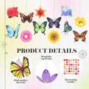 Colingmill 60 Pcs Spring Ornaments for Tree 3.15'' Wooden Flower Butterfly Sunflower Ornaments Spring Summer Wood Hanging Tree Decoration for Birthday Wedding Baby Shower Party Decoration