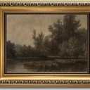 LHHJDIO Vintage Gold Framed Wall Art Moody Landscape Canvas Wall Art Farmhouse Fall Picture Wall Decor Rustic Landscape Art Prints for Living Room Bedroom Office 8"x10"