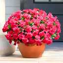 Waipfaru Outdoor Faux Plants Flowers for Outdoor Planters, 4 Large Bundles UV Resistant Artificial Flowers for Outdoors, Realistic Fake Silk Camellia Flowers for Outside Front Door Porch Patio Balcony