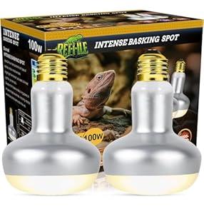 MISDOOD Reptile Heat Lamp 100W, 2 Pack Intense UVA Basking Light Bulbs, FlatBase Heat Emitter, Heat Lamp Bulb for Reptile Chickens Pet Brooder