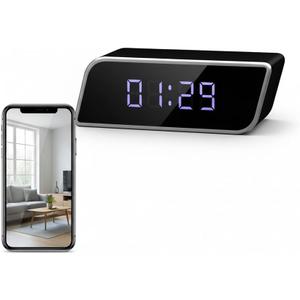 Multi-Functional 4K Clock Camera with Night Vision, WiFi & AP Hotspot, App Remote View, Motion Detection, 2600mAh Long Battery Life, Smart Clock for Indoor, No Audio