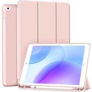 Case for iPad mini 5th Generation 2019 / Mini 4th Generation 2015 with Pencil Holder, Auto Wake/Sleep, Ultra Slim Lightweight Trifold Smart Soft TPU Back Case for iPad mini 5/4, Pink