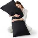 Bedsure Body Pillow Cover, Cooling Body Pillow Pillowcase for Hot Sleepers, Rayon Derived from Bamboo Black Pillowcase, Breathable & Soft Long Pillow Case Cover with Envelope Closure, 20x54 Inches