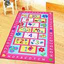 HUAHOO Pink Girls Rug - Hopscotch, Children's, Baby Nursery, Kids, Carpet - Girls Bedroom, Playroom, School Classroom, Learning, Educational (31.5''x47'')