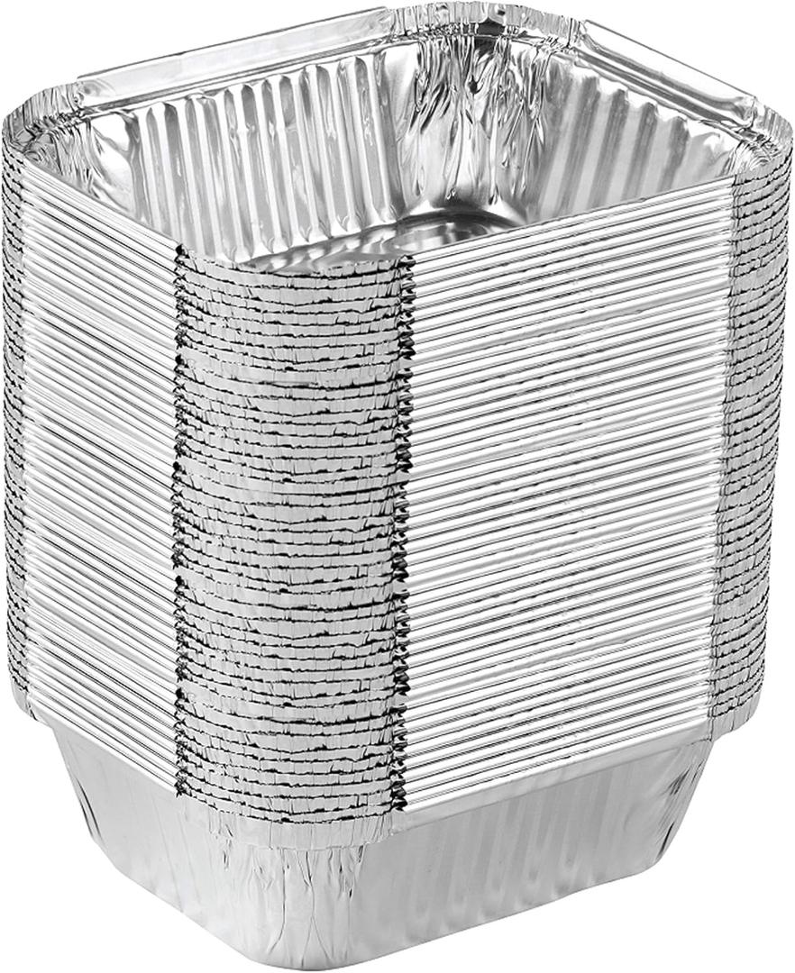 PLASTICPRO Disposable 1 LB Aluminum Takeout Tin Foil Baking Pans 5'' X 6'' X 2'' Inch Bakeware - Cookware Perfect for Baking Cakes,Brownies,Bread, Meatloaf, Lasagna, or Lunchbox, Pack of 50