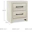 Signature Design by Ashley Cambeck Farmhouse Industrial 2 Drawer Two Drawer Nightstand with 2 Slim-Profile USB Charging Stations, 24.37" Tall, Whitewash, 21.69" W x 15.31" D x 24.37" H