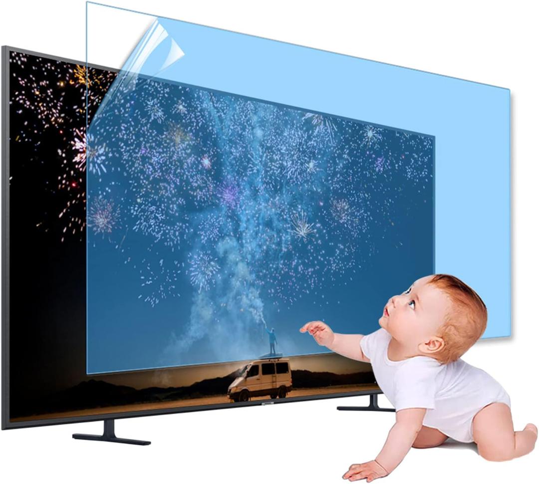 XRRX 43-65 Inch TV Screen Protector, Frosted Matte Anti Glare Outdoor/Indoor Anti Blue Light Dustproof Filter Film, Relieve Eye Strain and Sleep Better, for LCDLED4K OLED / 55in 1221x689mm