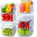 Utopia Home - Fridge & Refrigerator Organizer Bins (8 Pack), Clear Stackable Durable Plastic Storage Containers with Easy Grip Handles for Pantry, Kitchen Cabinets & Countertops