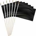 LUSEOAN 58 Pack Black Mini Wood Stick Sublimation Flag Set,5x8 Inch Solid Color Blank Hand Held Small Miniature Plain Flags for DIY Graffiti,School,Kids Birthday,Grand Opening Decorations