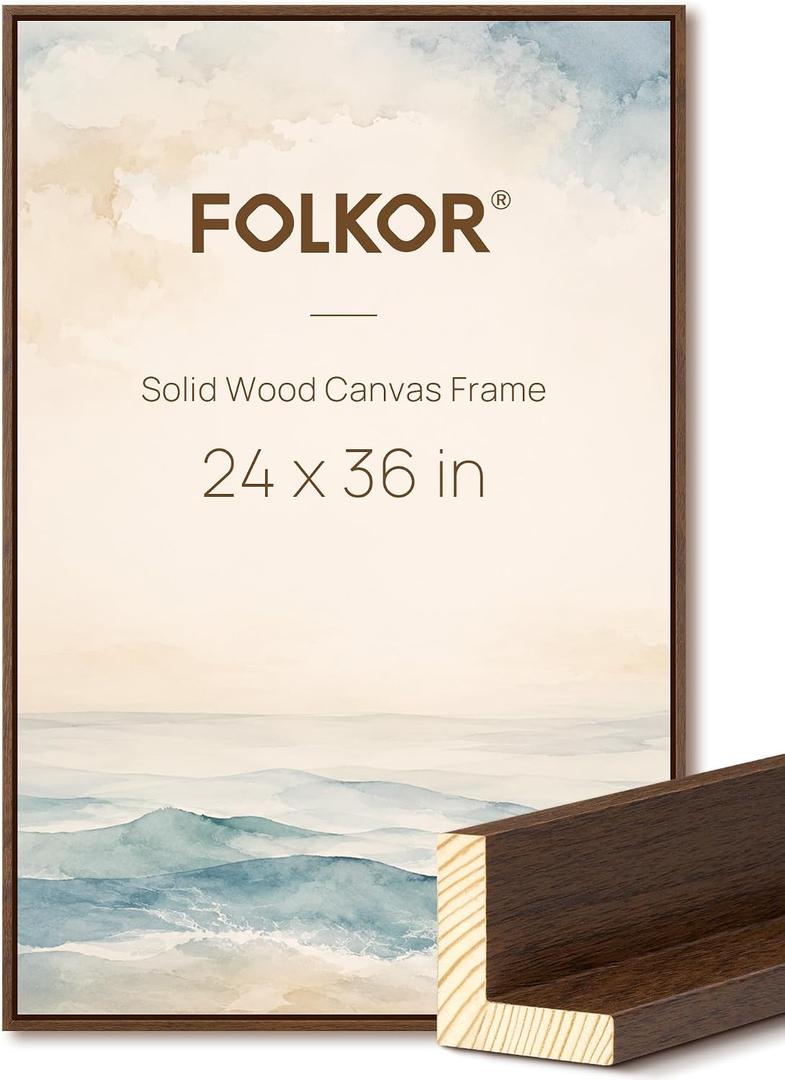 24x36 Wood Frame for Stretched Canvas Art with 1.25" Deep,Walnut