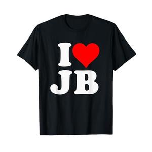 I Love JB Heart Gift T-Shirt, XL (Black)