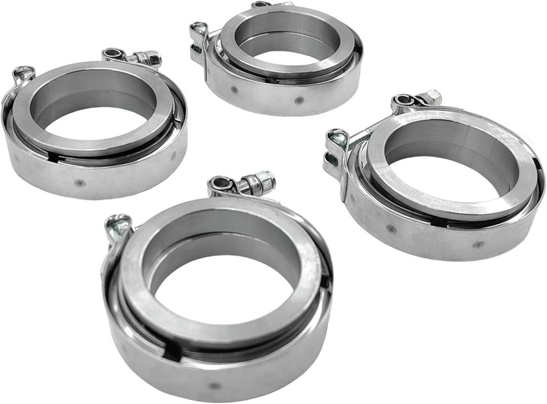 2.25 Inch V Band Clamp 4Pcs with Flange Male Female, 2.25 V Band For Pickup Truck Turbo Downpipe Exchange Exhaust Systems