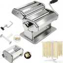 Pasta Maker Machine with 9 Adjustable Thickness Settings, 2 in 1 Noodle Maker Includes Pasta Cutter, Ravioli Maker Attachment & Pasta Drying Rack