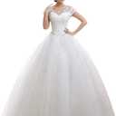 Eyekepper Double Shoulder Floor Length Bridal Gown Wedding Dress Custom Size 0, White